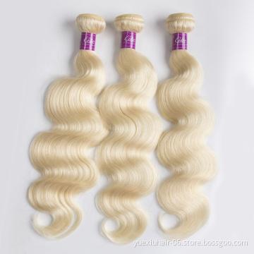 613 Blonde Body Wave Human Hair Brazilian Body Wave Virgin Cuticle Aligned Hair with Transparent Lace Frontal Closure